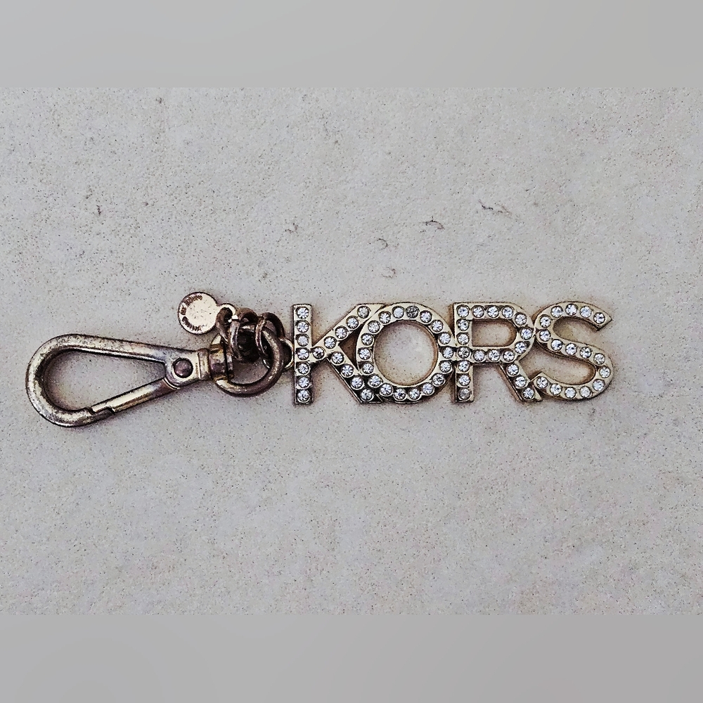 Michael Kors Gold Pave Crystal KORS Logo Bag Charm/Keychain 4"L - Picture 4 of 8